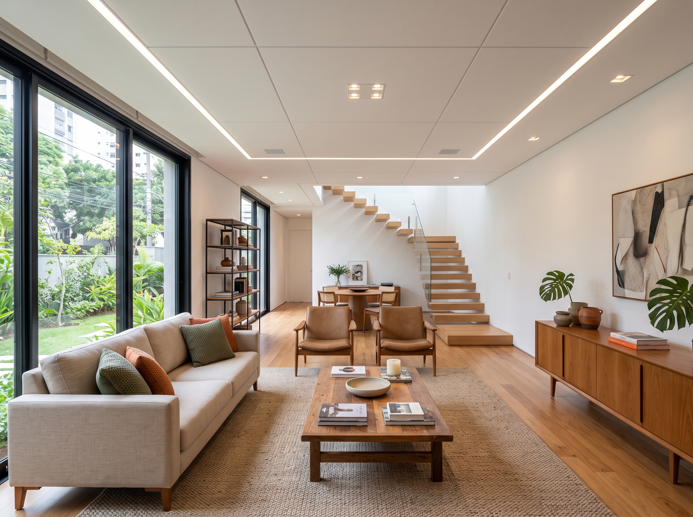 Ambiente com forro de drywall instalado pela Gesso Natureza